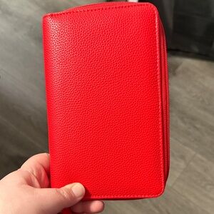 Red Zip Baddies & Budgets Wallet - Classic Pebbled Finish